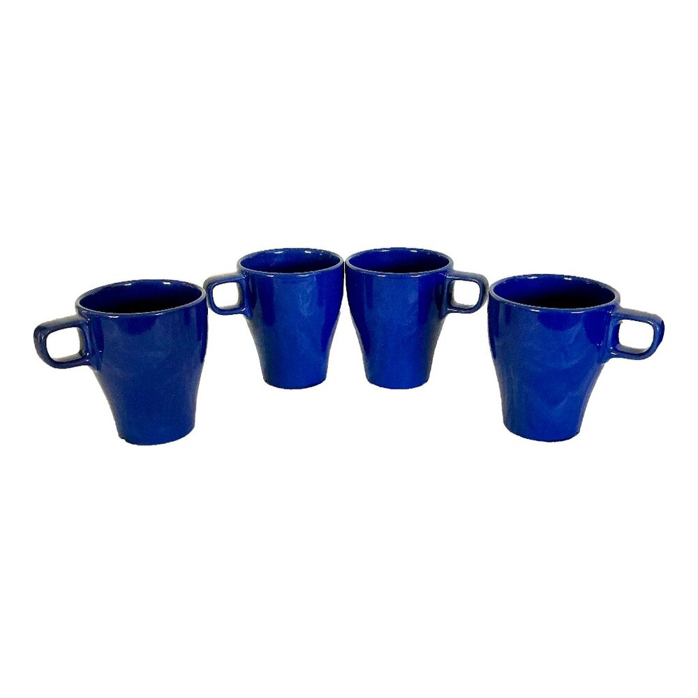 GUC IKEA FARGRIK  Lot of 4 19894 Cobalt Blue Stoneware Coffee / Tea  Cups / Mugs